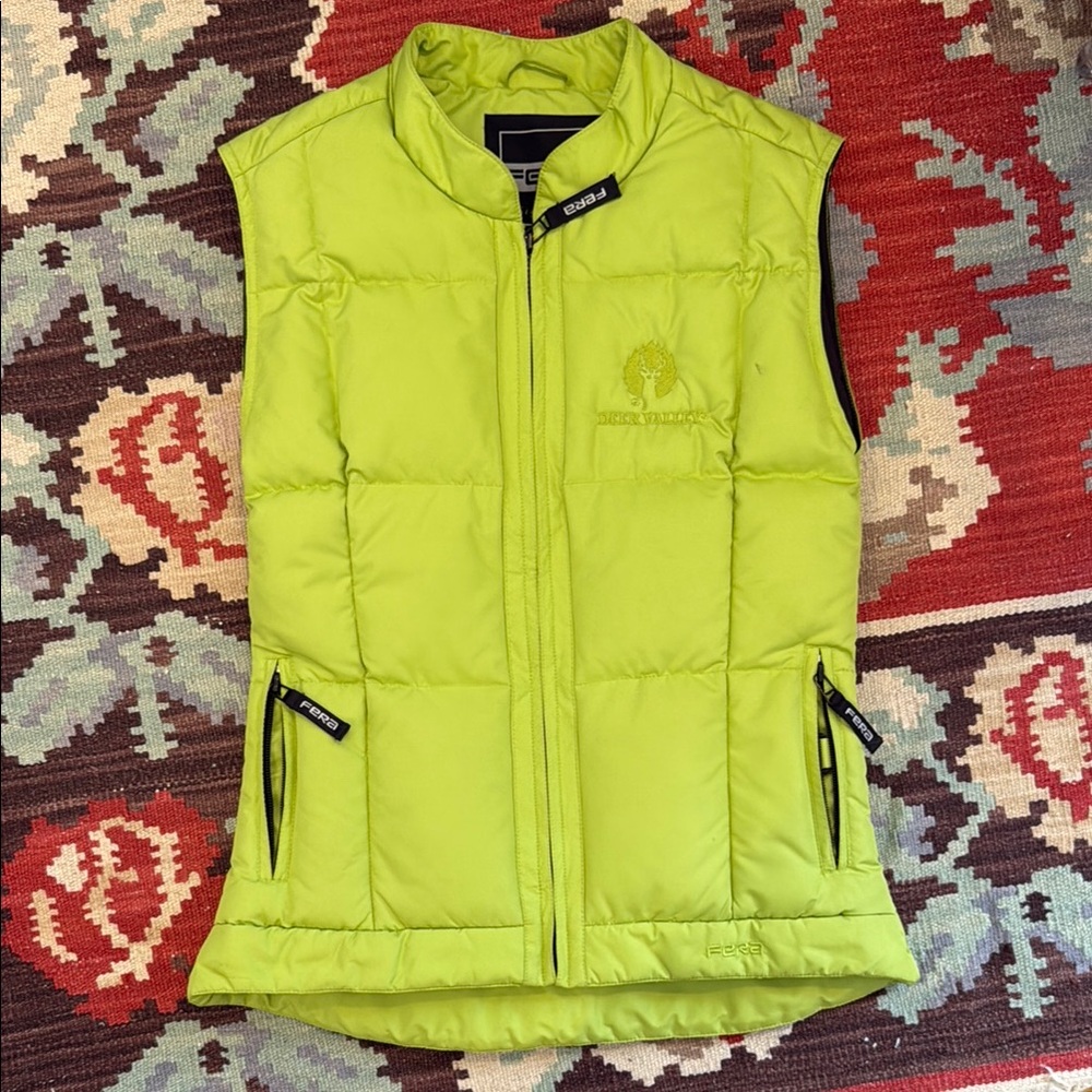 Deer Valley bright green puffer vest vintage